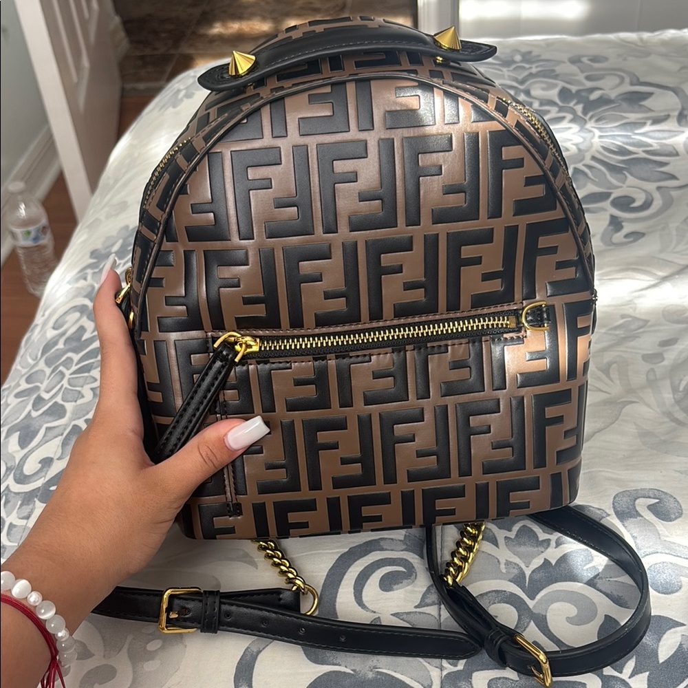 Fendi Black and Brown Women's mini Backpack